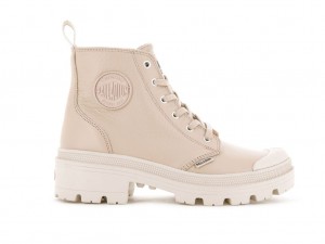 Botte Palladium Pallabase Cuir Femme Beige | IL6179805