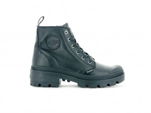 Botte Palladium Pallabase Cuir Femme Noir Noir | KI6375948