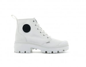 Botte Palladium Pallabase Twill Femme Blanche | YP4203598
