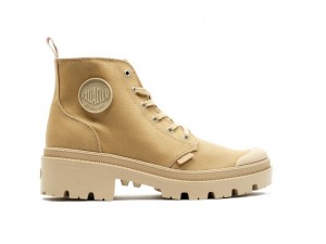 Botte Palladium Pallabase Twill Femme Caramel | AL2817435