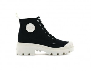 Botte Palladium Pallabase Twill Femme Noir | OQ7028456
