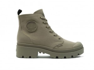 Botte Palladium Pallabase Twill Femme Vert | PB3197468
