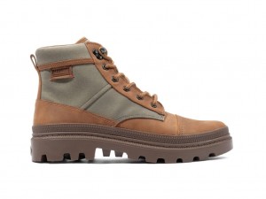 Botte Palladium Pallatrooper Rough Homme Vert Olive Orange | ON2436971