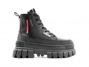 Botte Palladium Revolt Boot Zip Leather Femme Noir Noir | BI5381420
